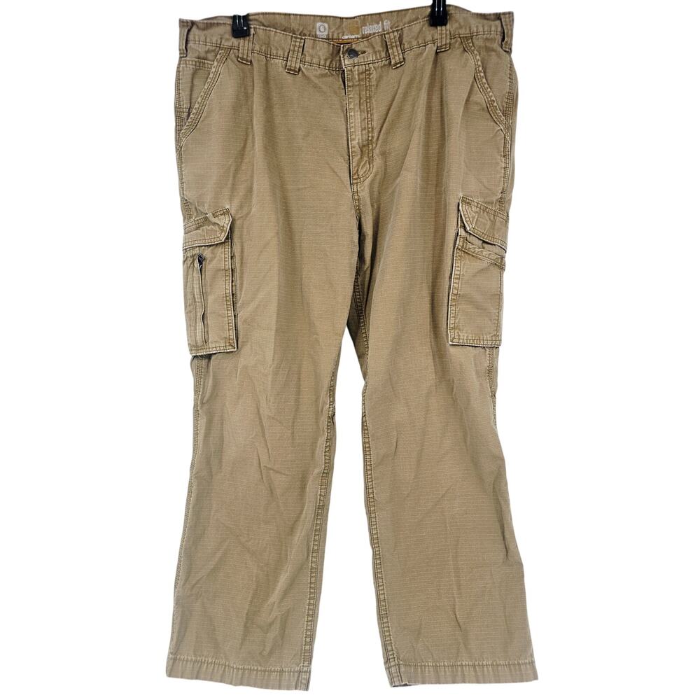 CARHARTT Force Tappen Relaxed Fit Cargo utility Work Pant Yukon Tan 46 x32 3768 - Picture 2 of 11